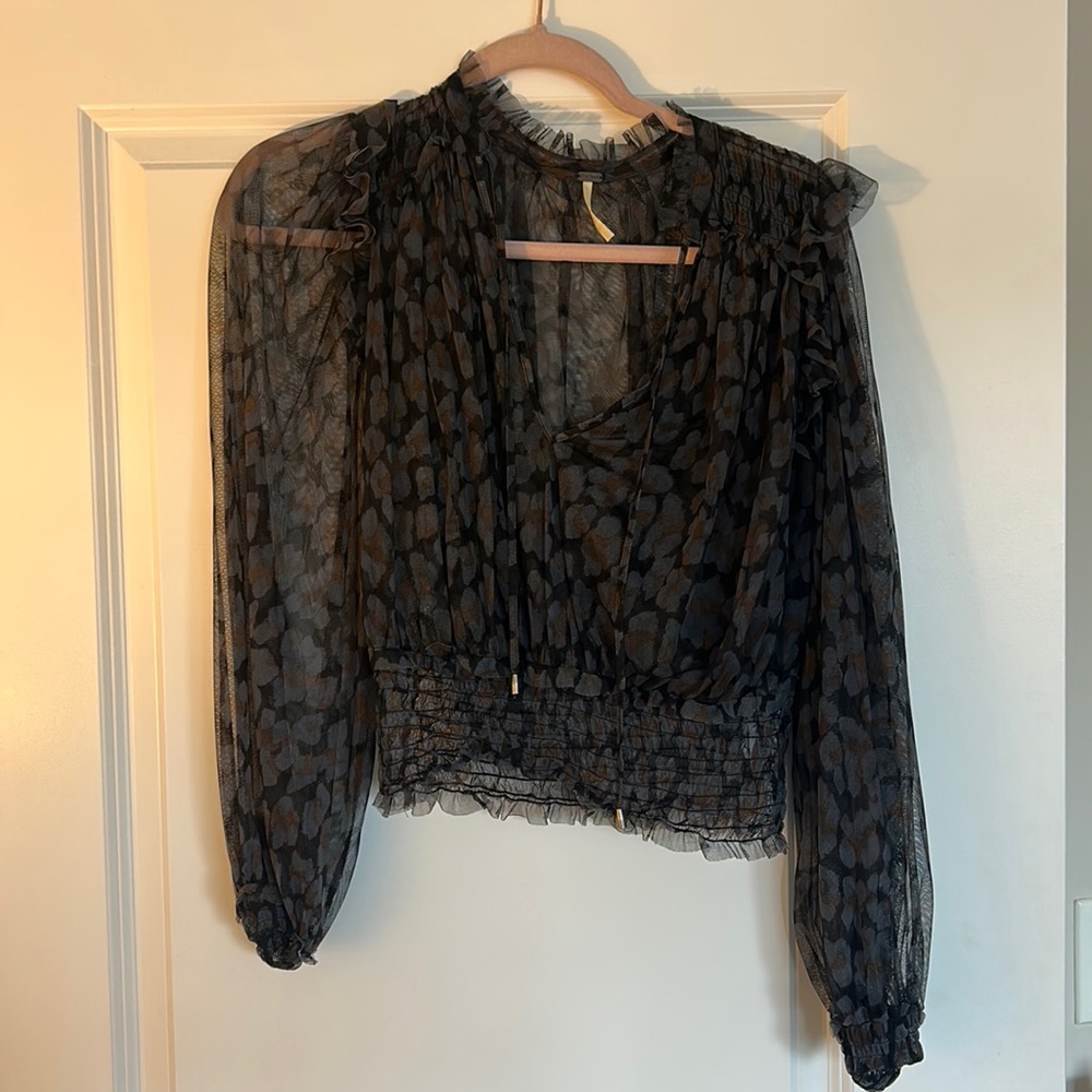 Free People floral mesh crop top